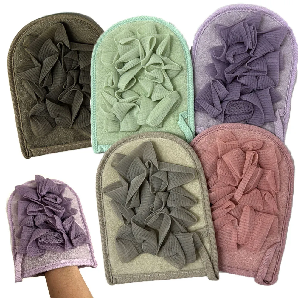 2 Pc Deep Exfoliating Gloves Remove Dead Skin Sponge Shower Mitt Loofah Scrubber