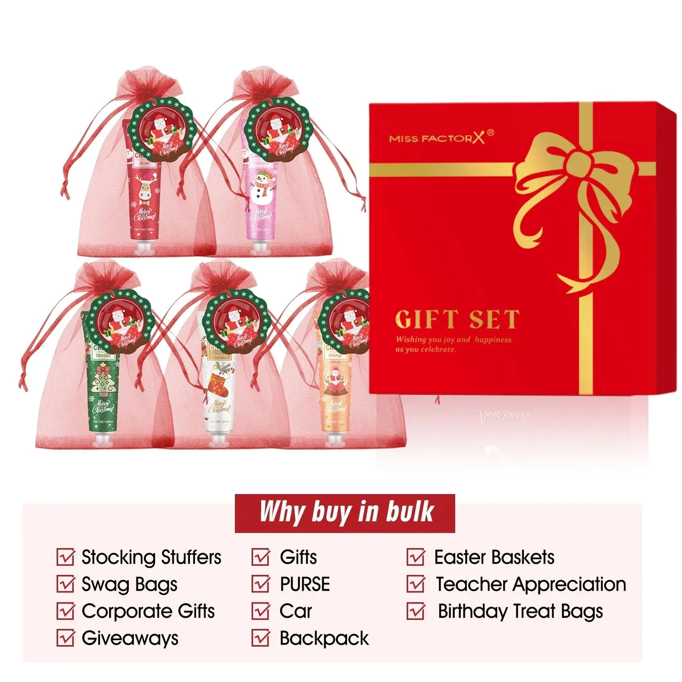 30 Piece Christmas Gift Set For Women Hand Cream Cards Gauze Bags