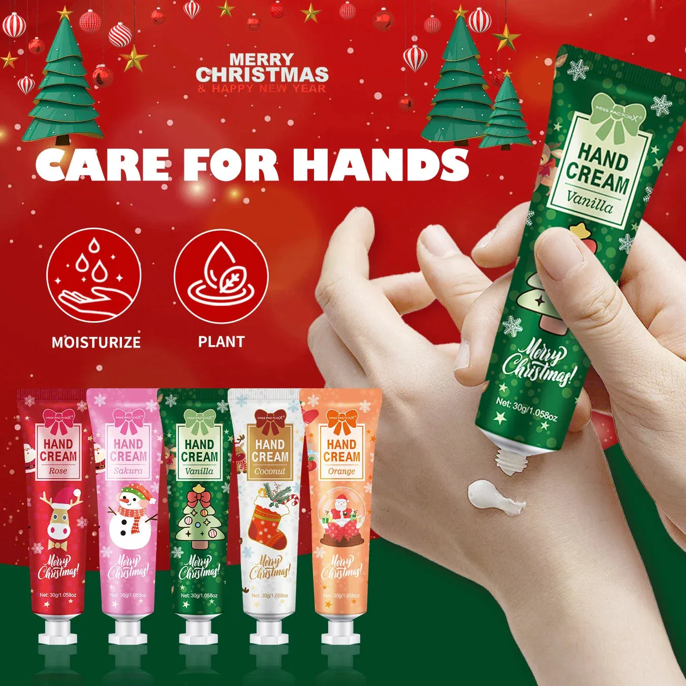 30 Piece Christmas Gift Set For Women Hand Cream Cards Gauze Bags