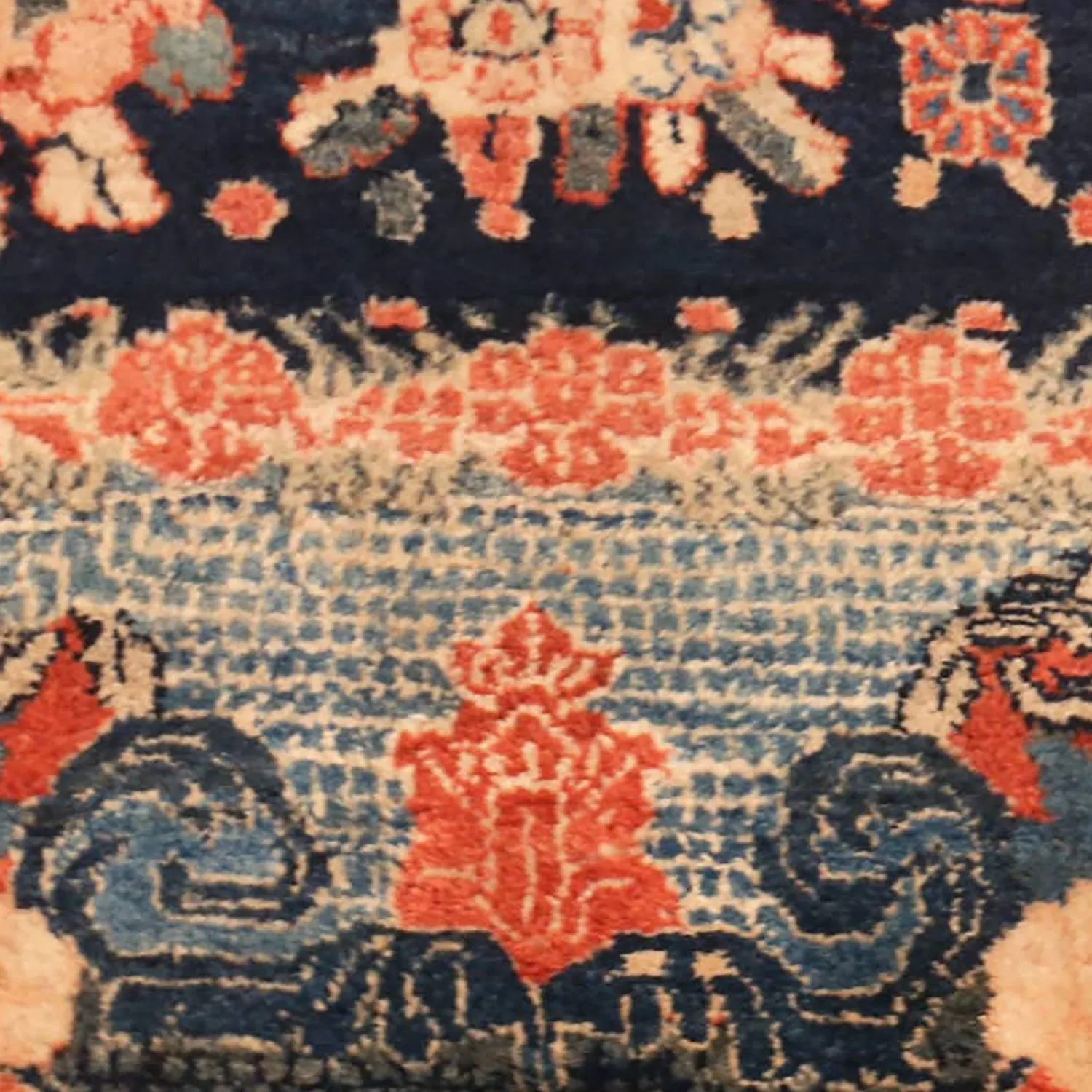 Blue & Orange Antique Persian Sarouk Rug - 10' x 17'0"