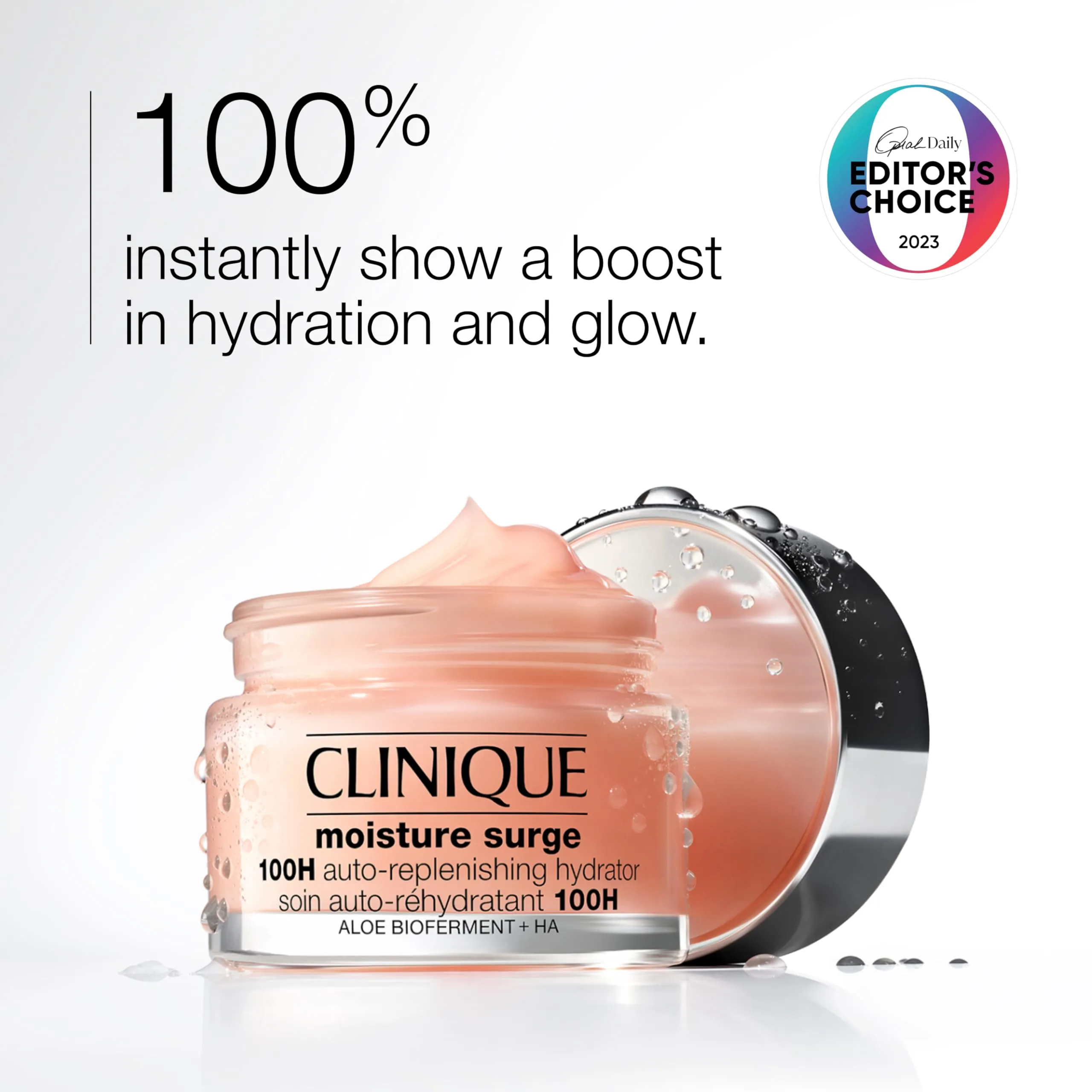 Clinique Moisture Surge 100H Auto-Replenishing Hydrator Oil Free Face Moisturizer With Hyaluronic Acid For All Skin Types | Hydrating   Moisturizing, 2.5 Fl Oz
