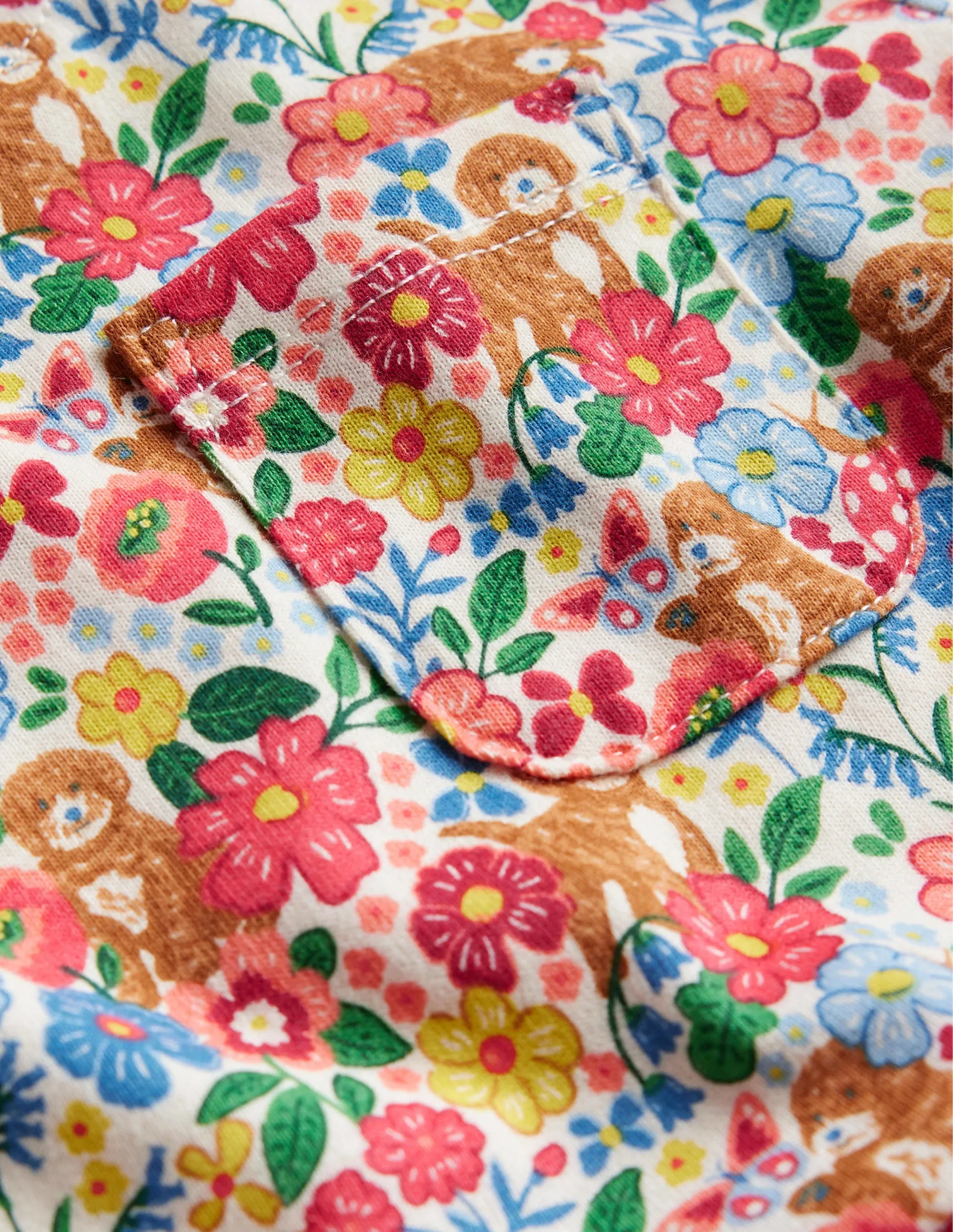 Long Sleeve Fun Jersey Dress-Multi Pups Floral