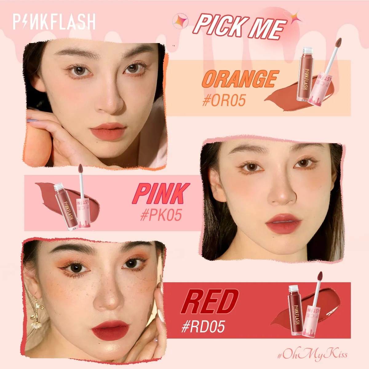 PINKFLASH 24 Colors Lip Gloss Soft Matte Moisturising Long Lasting Waterproof Liquid Lipstick Beauty Make up Cosmetics