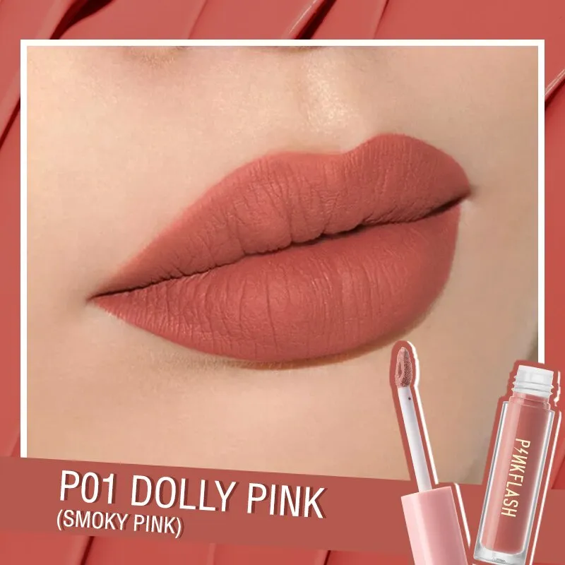 PINKFLASH 24 Colors Lip Gloss Soft Matte Moisturising Long Lasting Waterproof Liquid Lipstick Beauty Make up Cosmetics