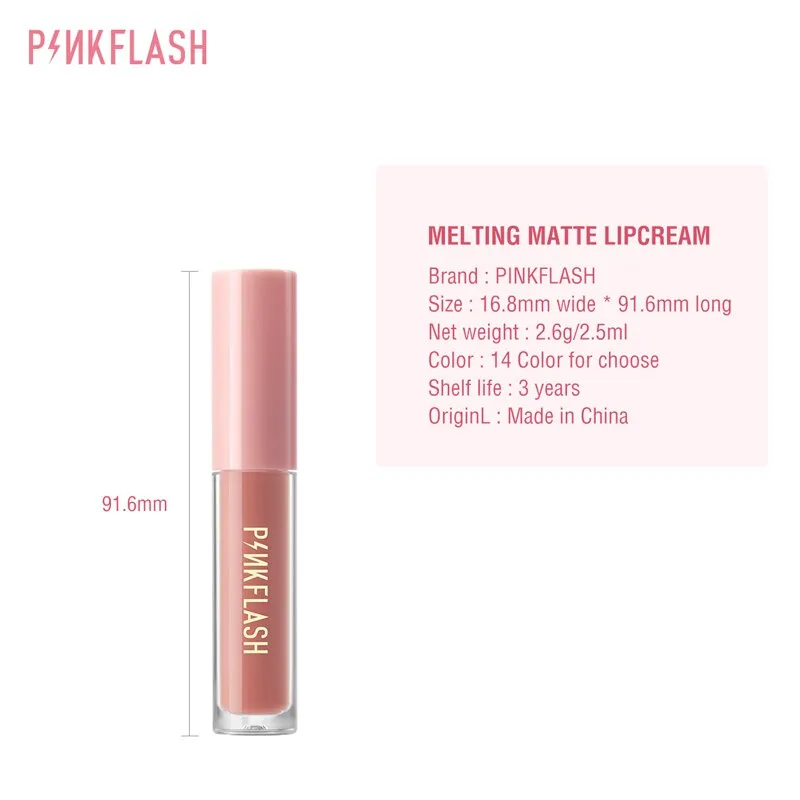 PINKFLASH 24 Colors Lip Gloss Soft Matte Moisturising Long Lasting Waterproof Liquid Lipstick Beauty Make up Cosmetics