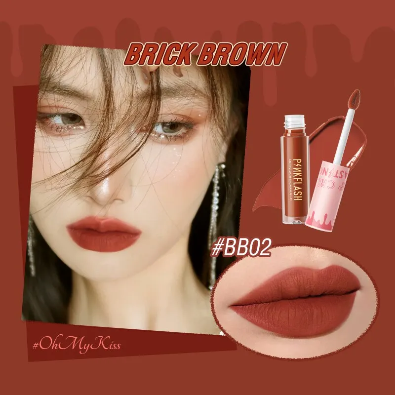 PINKFLASH 24 Colors Lip Gloss Soft Matte Moisturising Long Lasting Waterproof Liquid Lipstick Beauty Make up Cosmetics