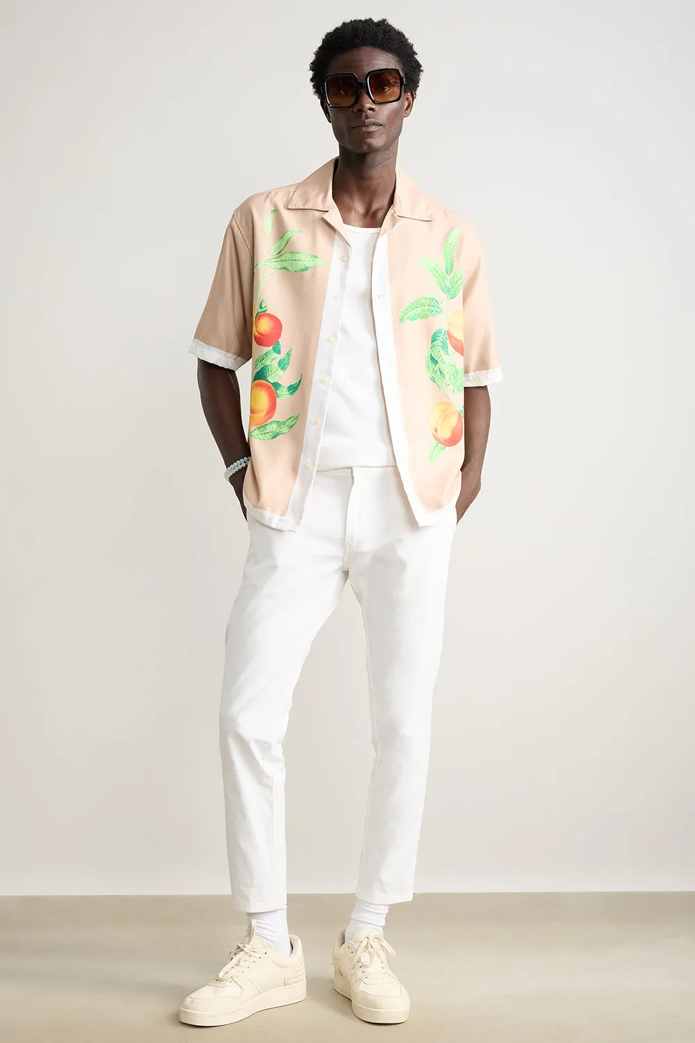 Relaxed Fit Printed Men's Shirt - Peaches