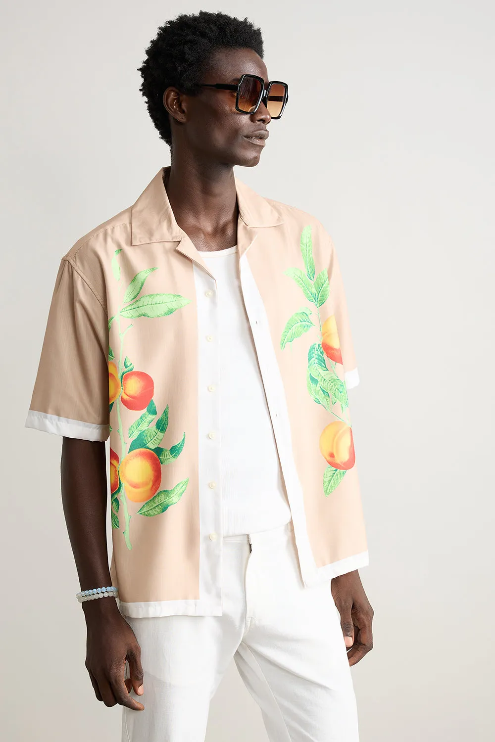 Relaxed Fit Printed Men's Shirt - Peaches